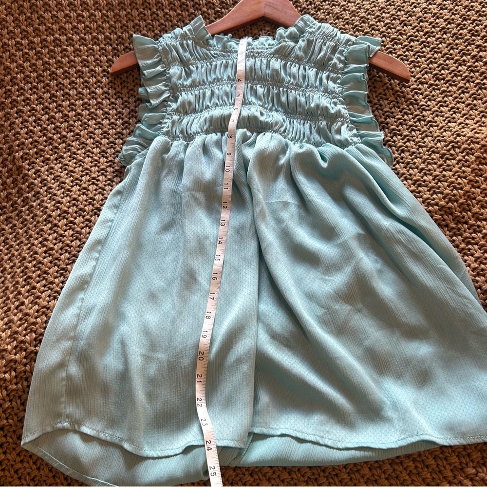 Glam Light Blue Ruffled Blouse - Picture 3 of 5